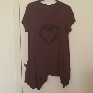 cute torrid top with black heart